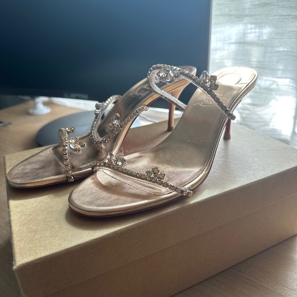 Christian Louboutin Just Queen Crystal Red Sole Mule Sandals  Christian Louboutin Just Queen Red Sole Mule Sandals
